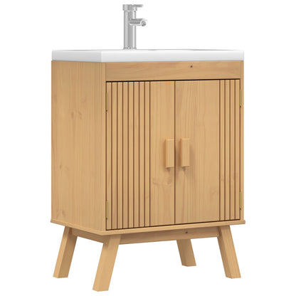 Onderkast 114X43X73,5 Cm Massief Houten Grenen Geel