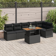 Tuinbankenset poly rattan 7-delig zwart 6 personen