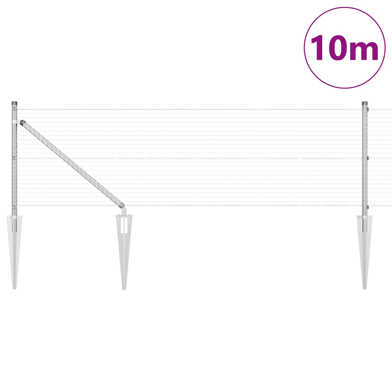 Gelaste Draadhek Met 7 Spijkerpalingen 0.4X10 M Gegalvaniseerd Staal Gegalvaniseerd Staal