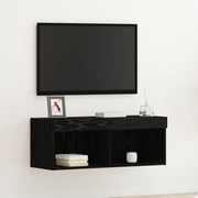 TV Cabinet Set with LED Black Oak 80 x 30 x 30 cm Engineered Wood