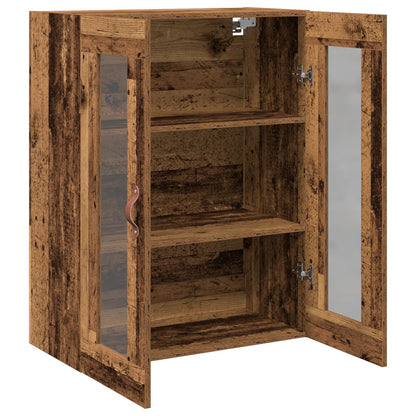 Wandkast Met Glazen Deuren Oud Hout 69,5X34X90 Cm