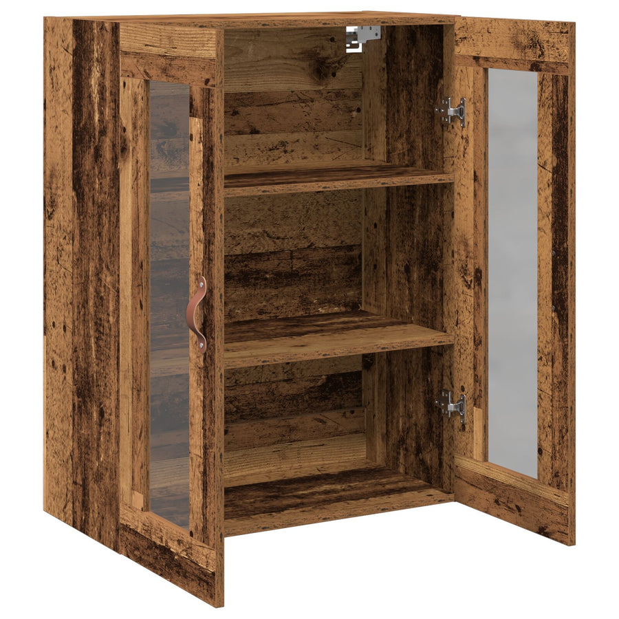 Wandkast Met Glazen Deuren Oud Hout 69,5X34X90 Cm