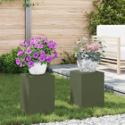 Plantenstandaard set van 2 olijfgroen 24x24x35 cm staal
