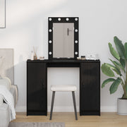 Kaptafel met spiegel en LED zwart 102x33x135 cm