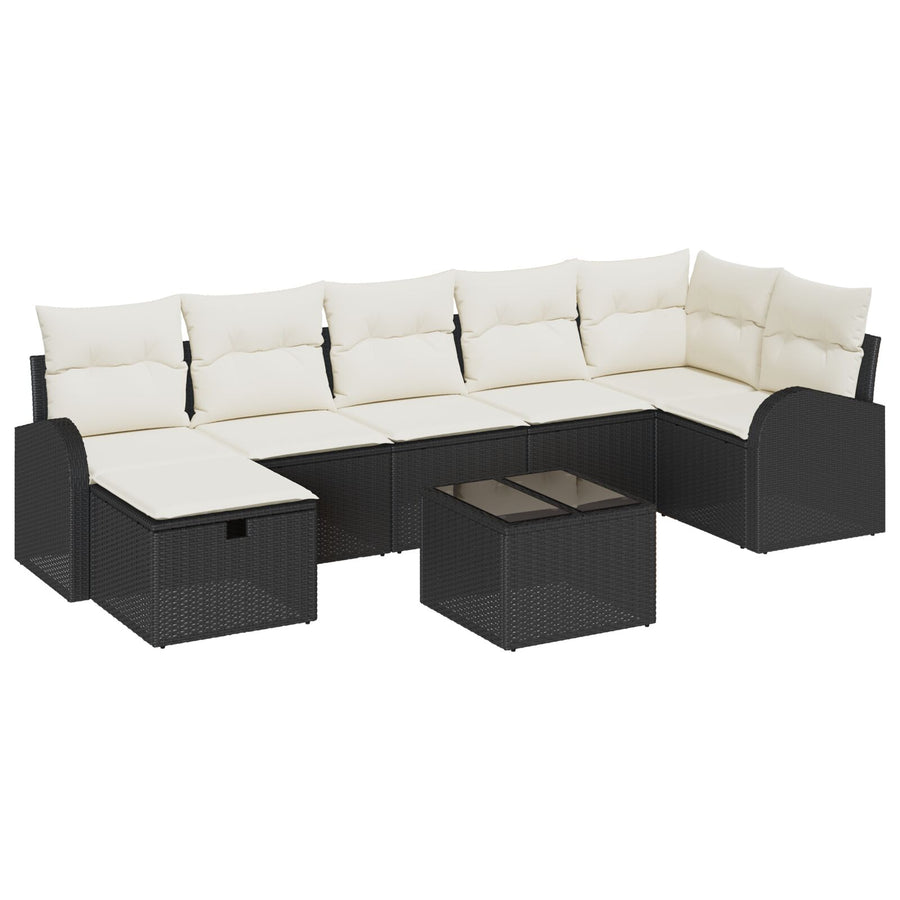 8-Delige Tuin Sofa Set Met Kussens Zwart Poly Rattan