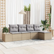 Tuinset poly rattan 5-delig beige