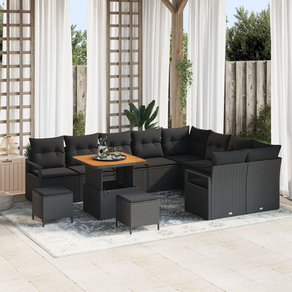 12-Delige Tuin Sofa Set Met Kussens In Zwart Poly Rattan, 2-Zits Tuin Sofa Met Opbergruimte & Kussens In Zwart Poly Rattan, 3-Delige Tuin Eet Set Met Kussens In Zwart Poly Rattan Wit