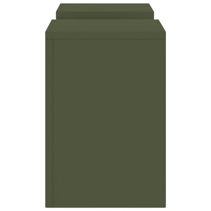 Buiten Plantstands Pilar 2 Stuks 24X24X35 Cm Staal Olijfgroen 2x (35 cm)