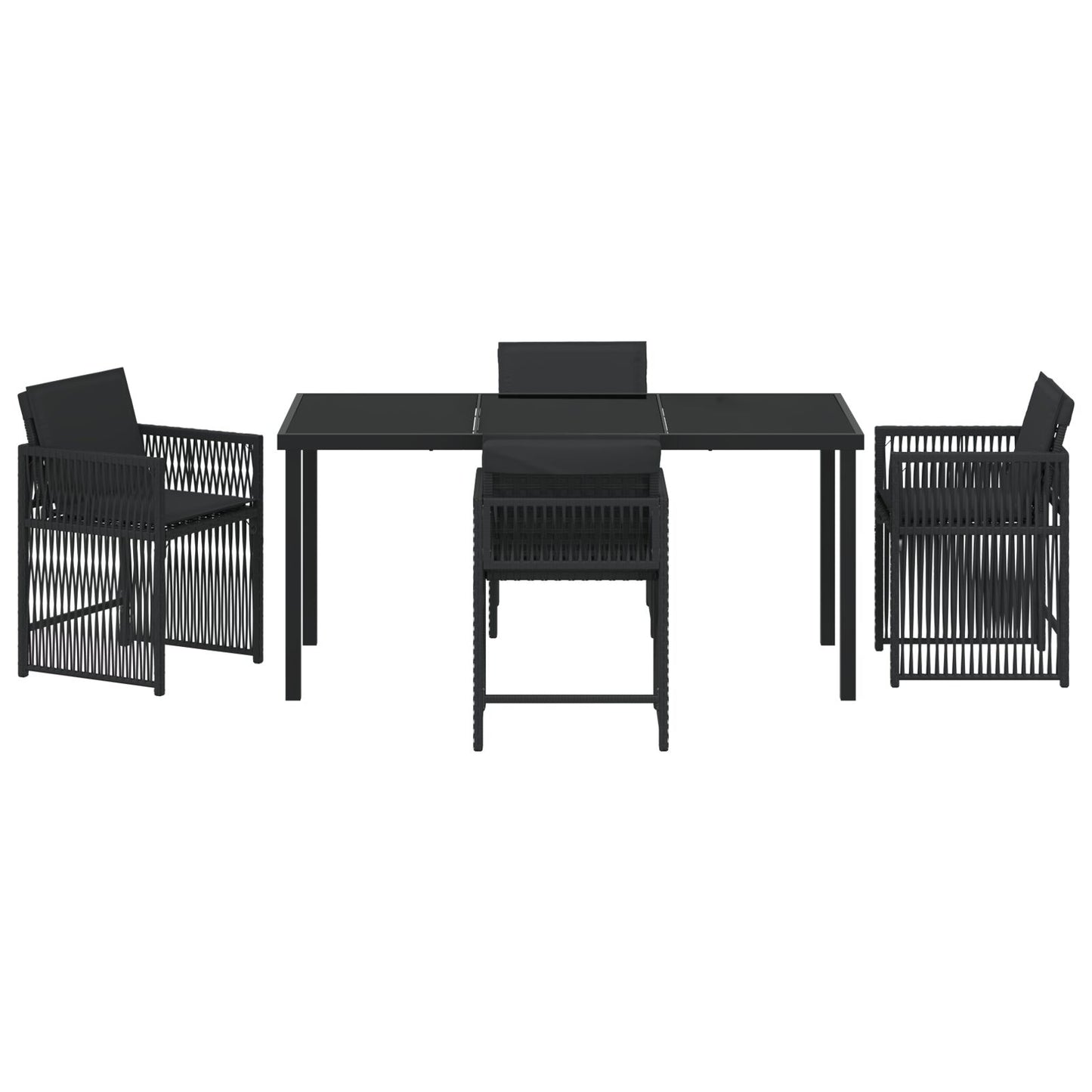 5-Delige Tuindining Set Met Kussens Zwart Poly Rattan