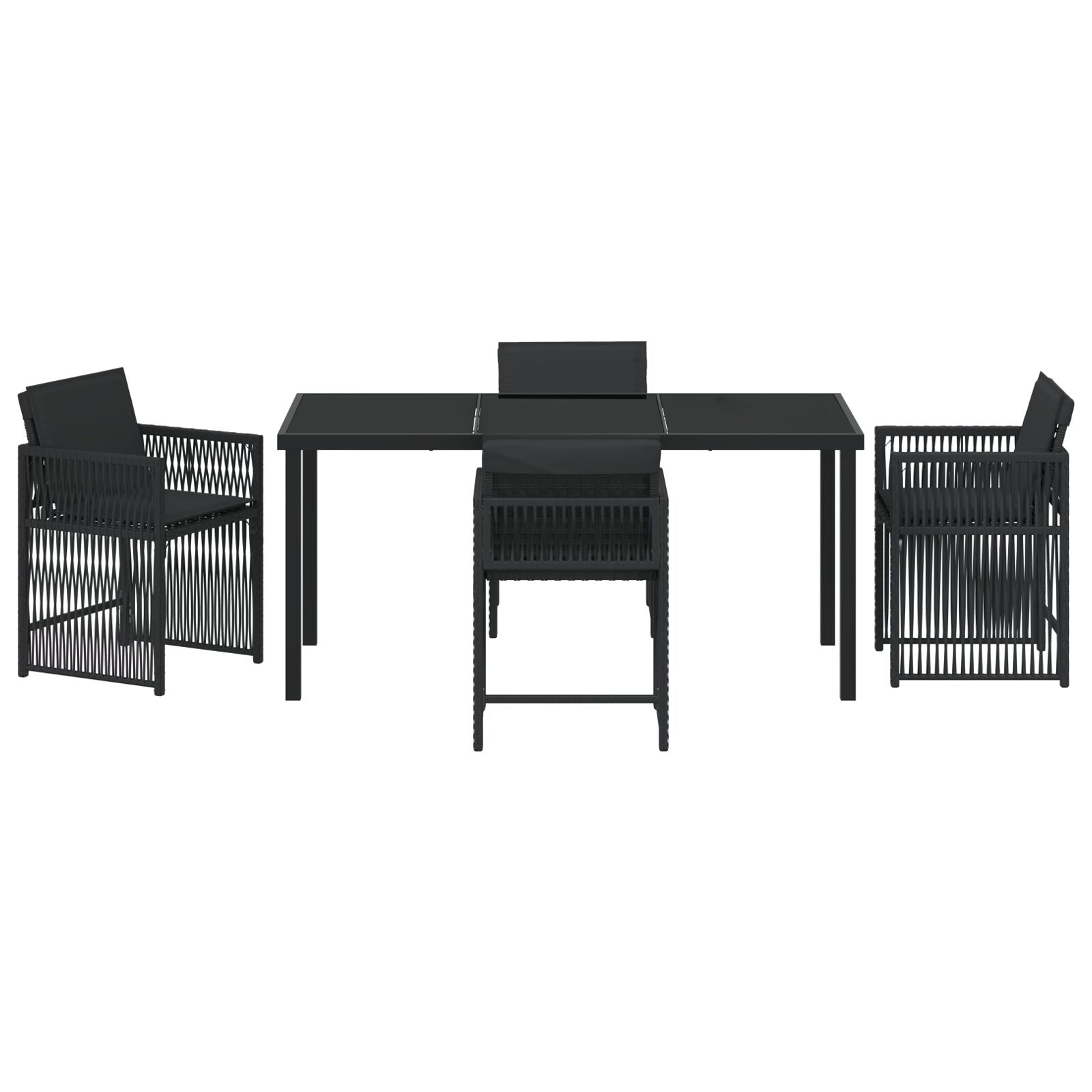 5-Delige Tuindining Set Met Kussens Zwart Poly Rattan