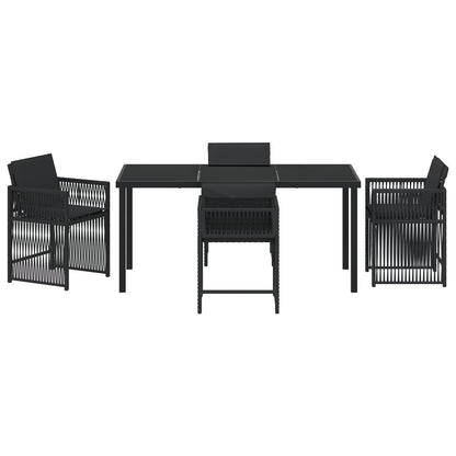 5-Delige Tuindining Set Met Kussens Zwart Poly Rattan