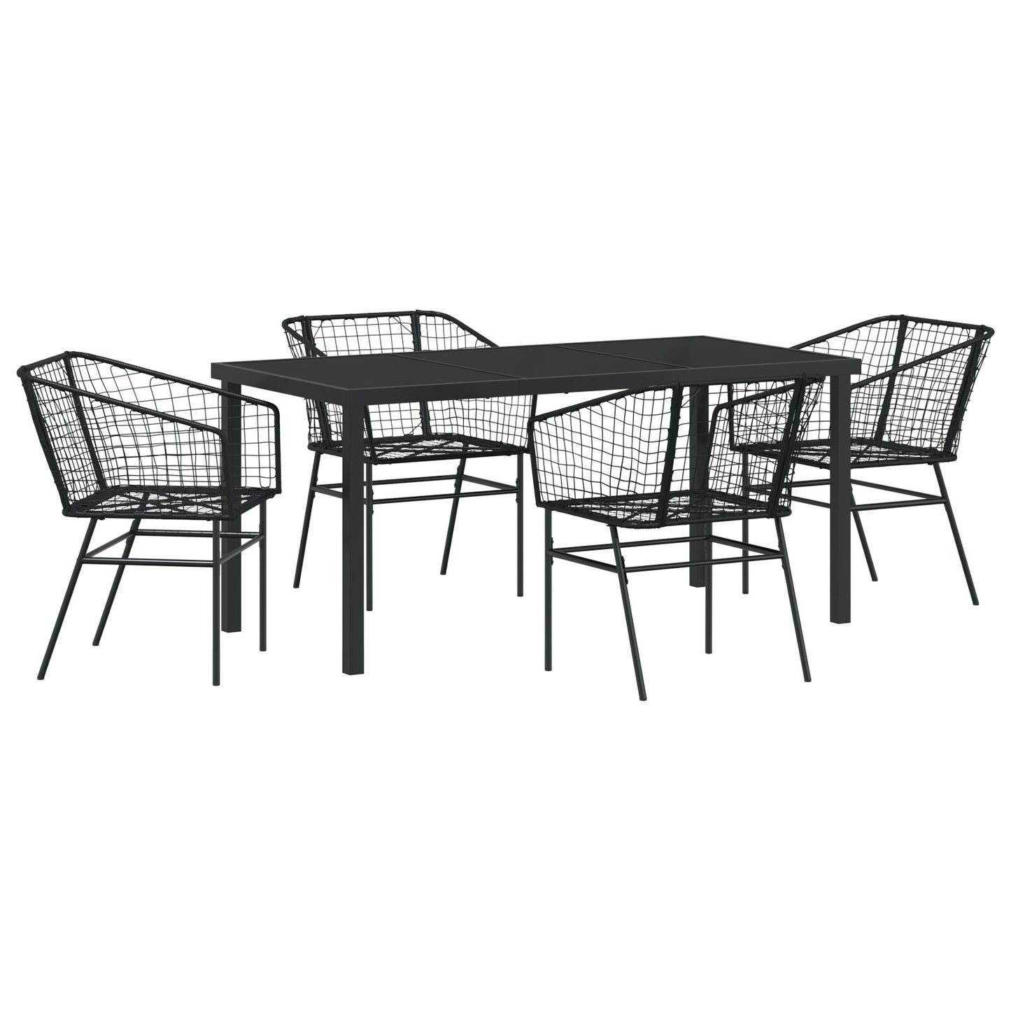 Set Van 3 Zwart Pe Rattan, Gepoedercoat Staal 2 Zitter Duurzaam