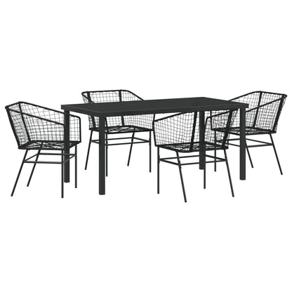 Set Van 3 Zwart Pe Rattan, Gepoedercoat Staal 2 Zitter Duurzaam