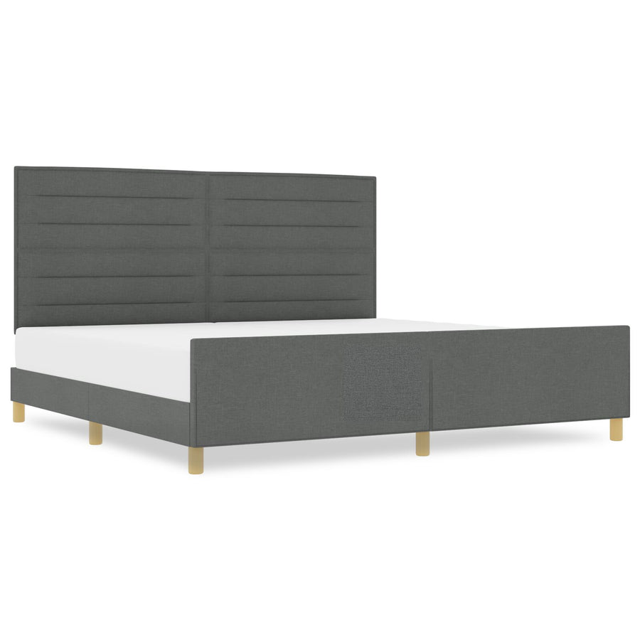 Donkergrijze Stof Bedframe 200X200 Cm Crème