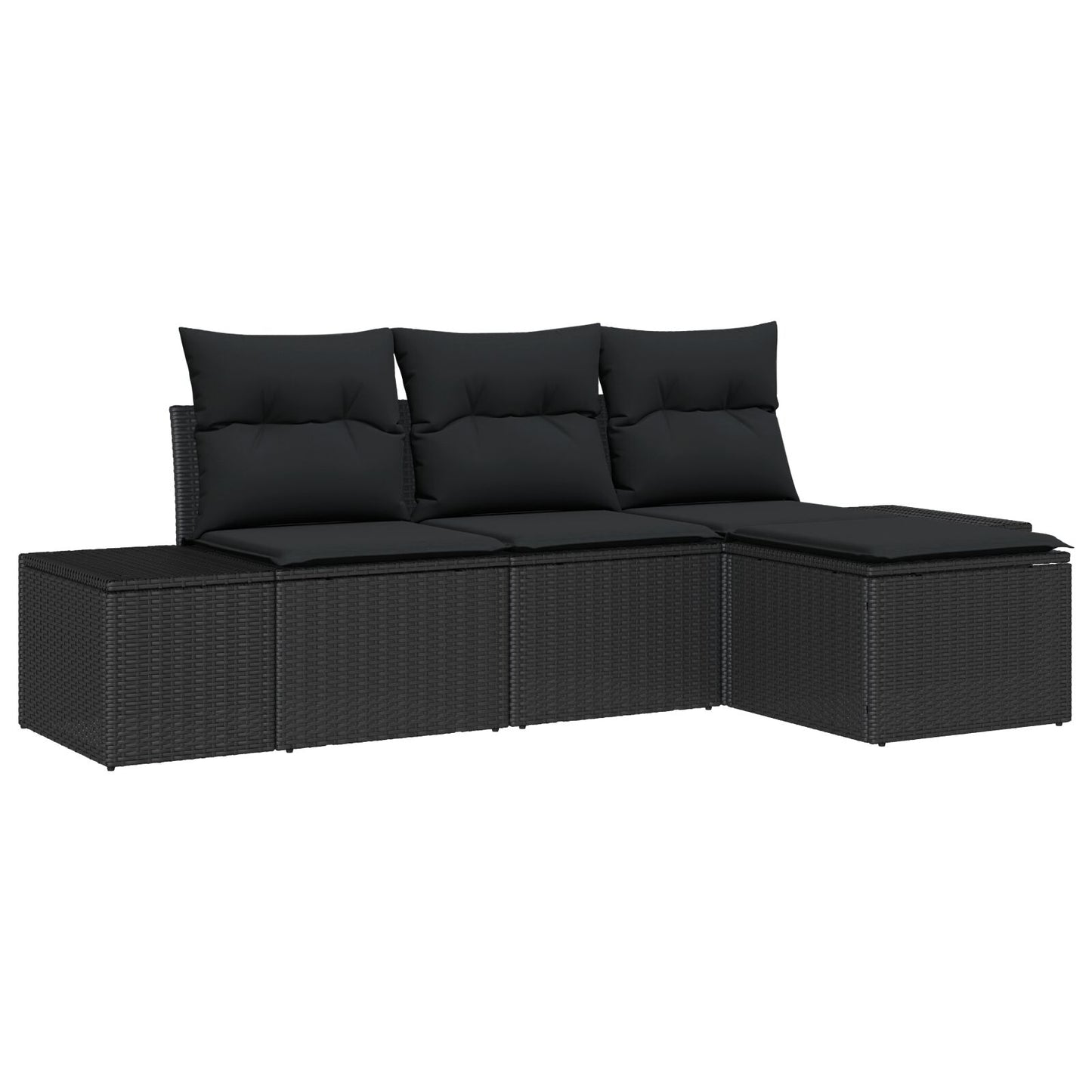 4 Delige Tuin Sofa Set Met Kussens Zwart Poly Rattan