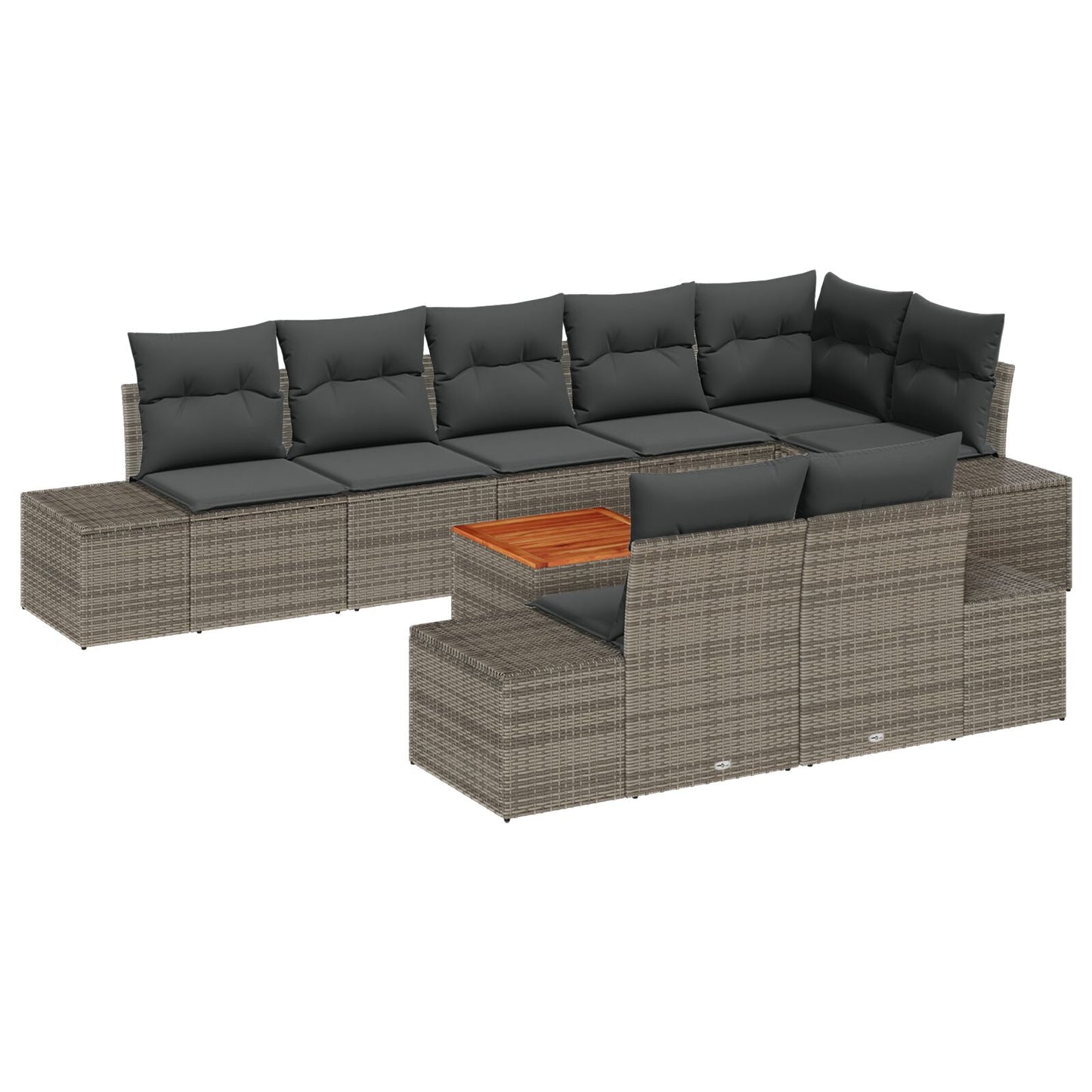 9 Delige Tuin Sofa Set Met Kussens Grijs Poly Rattan Acacia