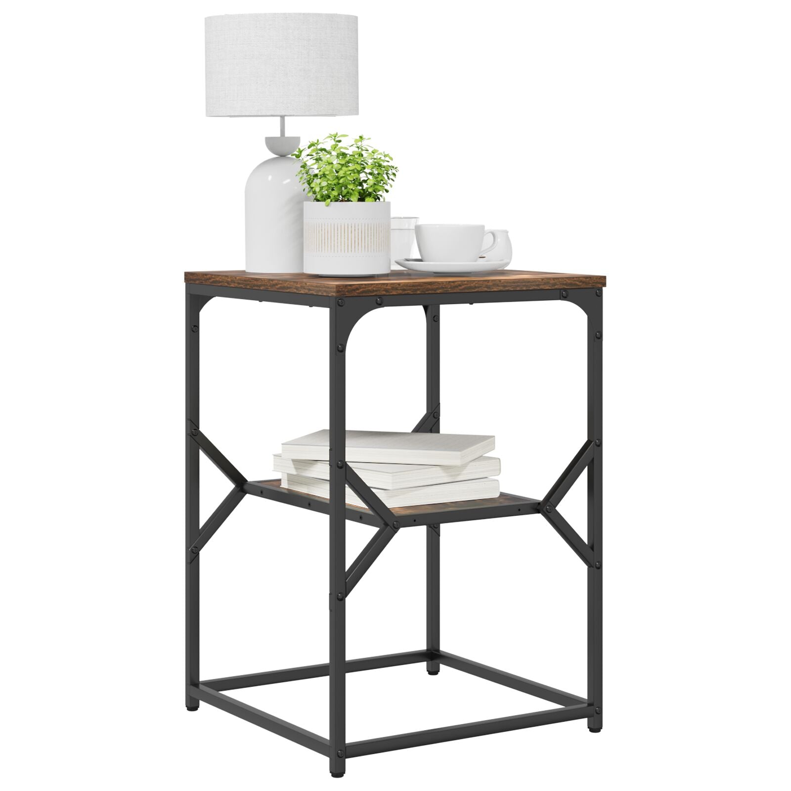 Salontafel Gerookt Eiken 41X40X60 Cm Geengineerd Hout Rook eiken