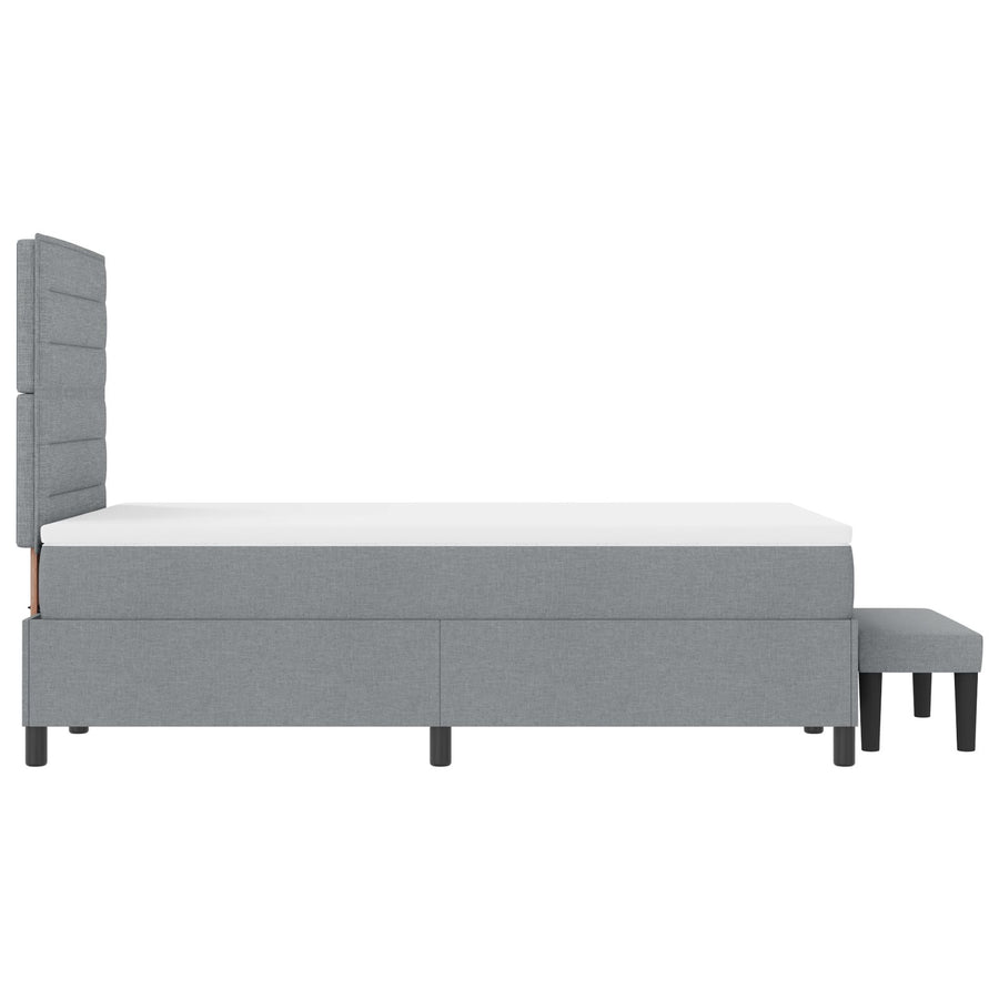 Boxspring Bed Met Matras & Bank Stof Lichtgrijs 120 x 200 cm Lijnen ontwerp