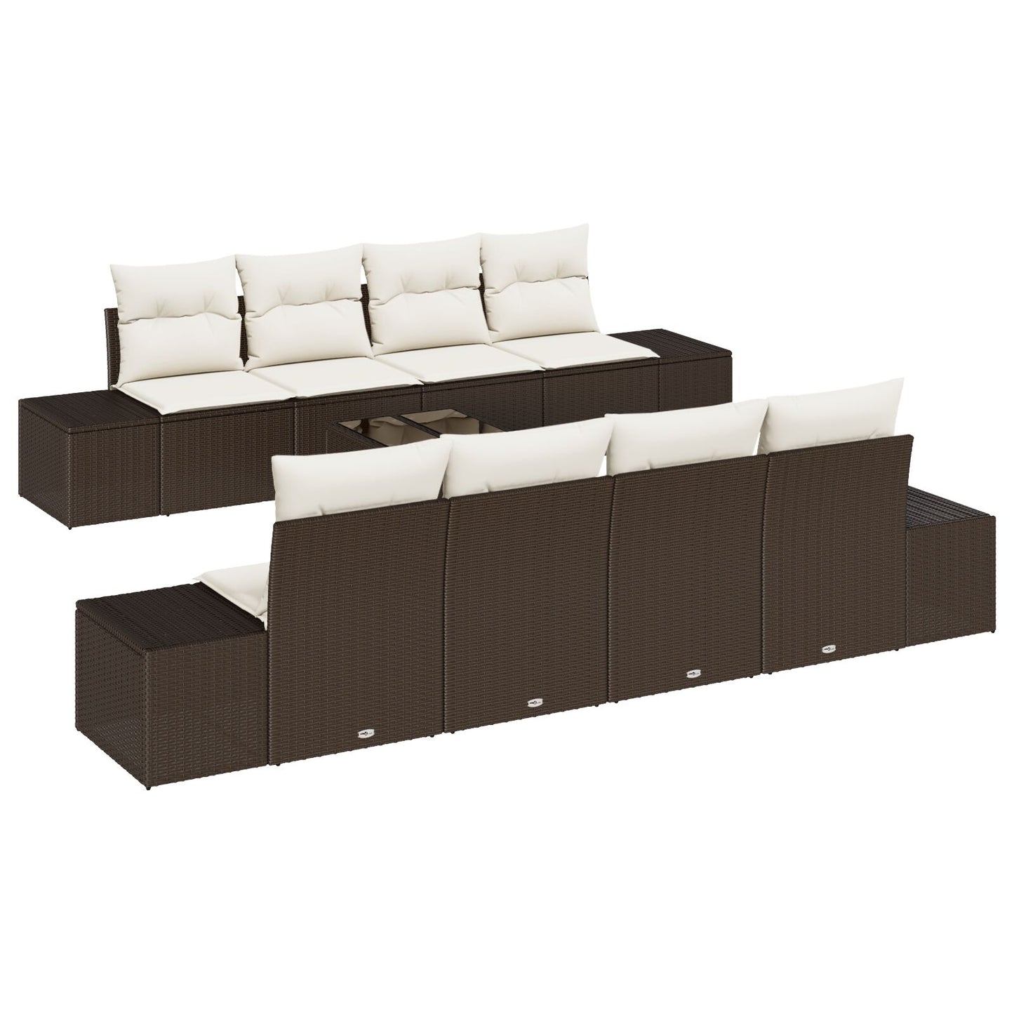 9-Delige Tuinsofa Set Met Kussens Bruin Poly Rattan