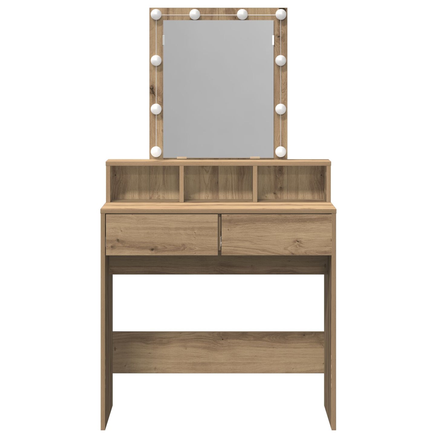 Kaptafel Met Spiegel En Led's Artisan Eiken Geïndustrialiseerd Hout