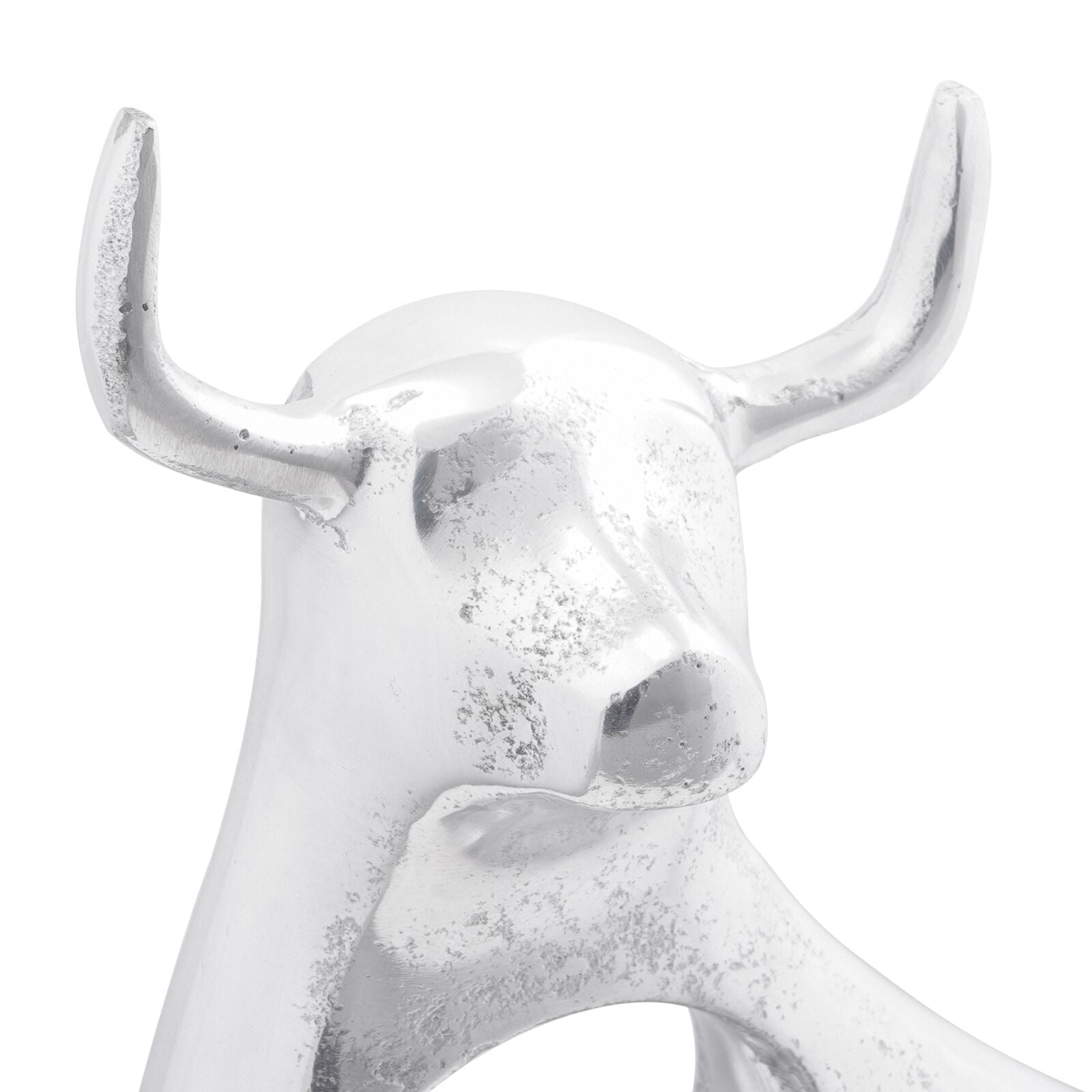 Stier Sculptuur Zilver 22X9,5X34 Cm Aluminium 34 x 28 x 10 cm