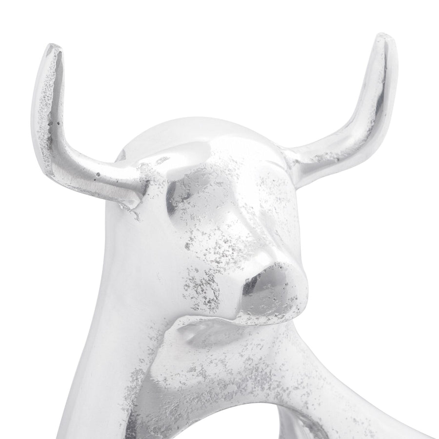 Stier Sculptuur Zilver 22X9,5X34 Cm Aluminium 34 x 28 x 10 cm