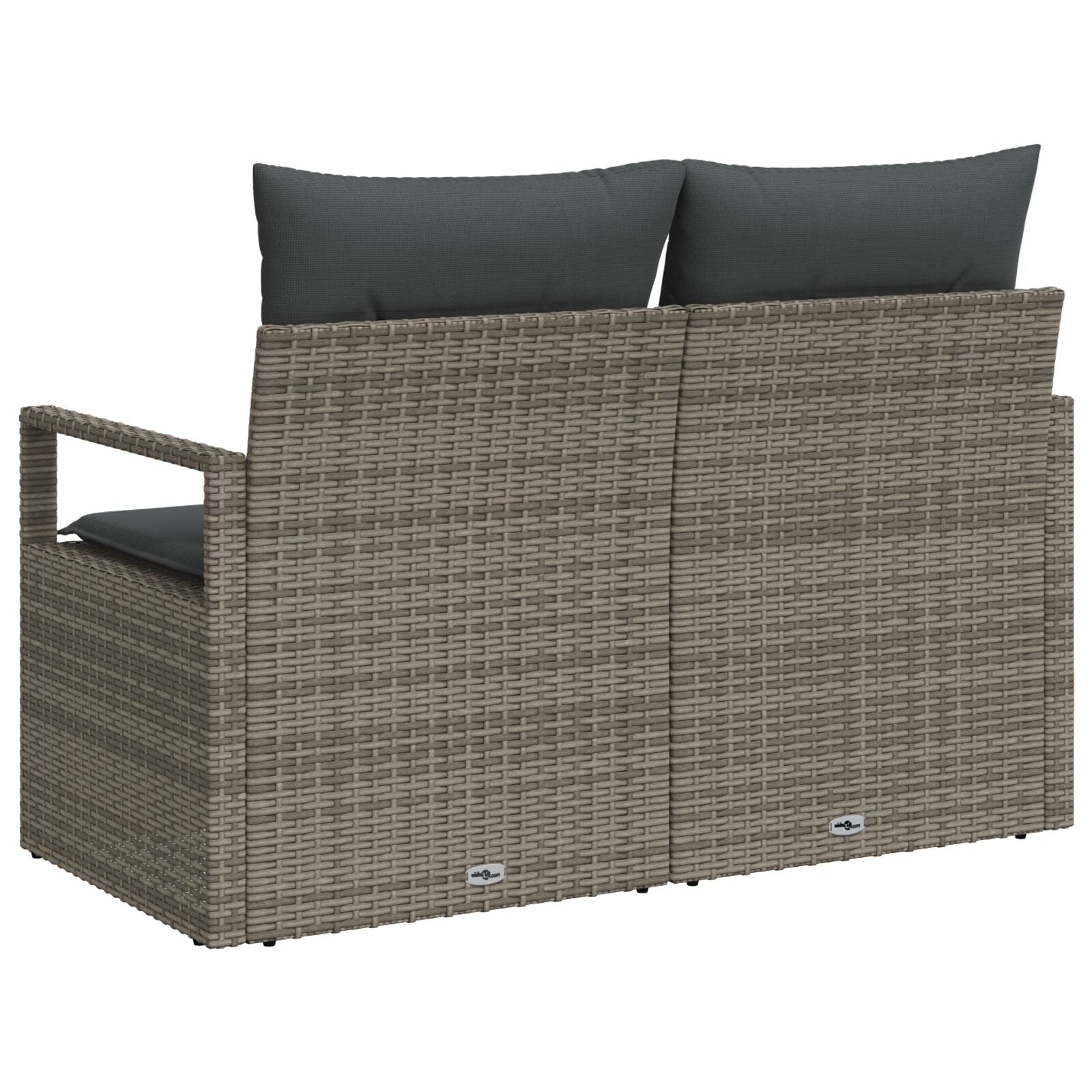 2-Zits Tu Sofa Met Kussens Poly Rattan Grijs zonder opbergruimte