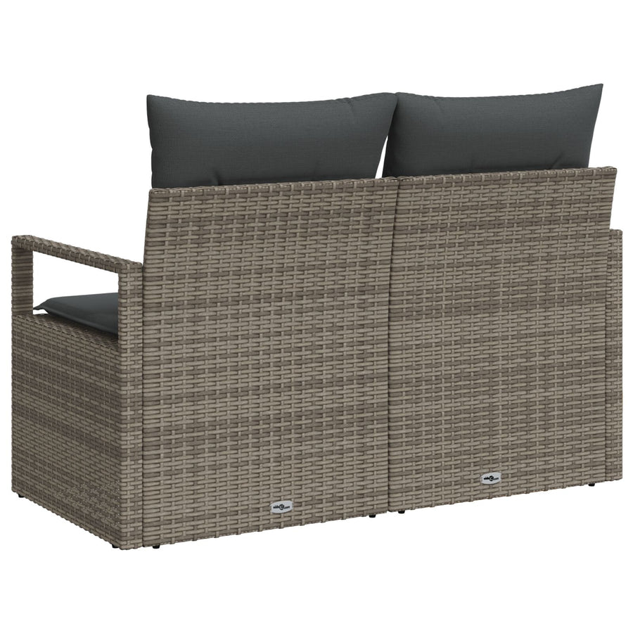 2-Zits Tu Sofa Met Kussens Poly Rattan Grijs zonder opbergruimte
