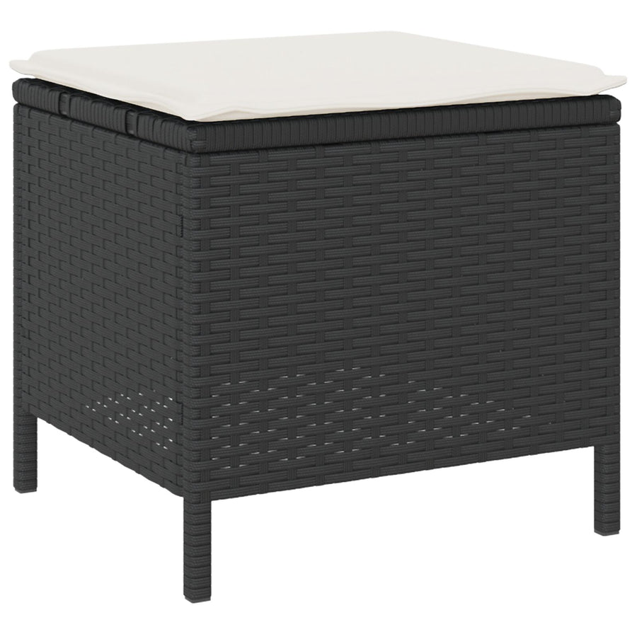 3-Delige Tuin Eetset Met Kussens Poly Rattan Acacia 80 cm Zwart en crème 2 stoelen