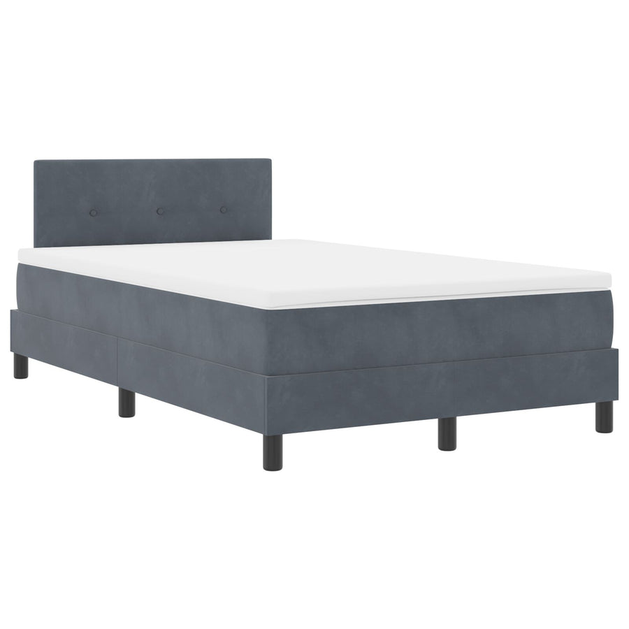 Boxspringbed Met Matras Donkergrijs 120X200 Cm Fluweel Blauw
