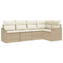 Tuinbankset Set Van 5 Beige, Crème Poly Rattan, Polyester, Staal
