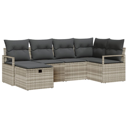 6-Delige Tuinbankset Met Kussens, Lichtgrijs Poly Rattan,  2-Zits Tuinbank Met Kussens, Grijs Poly Rattan