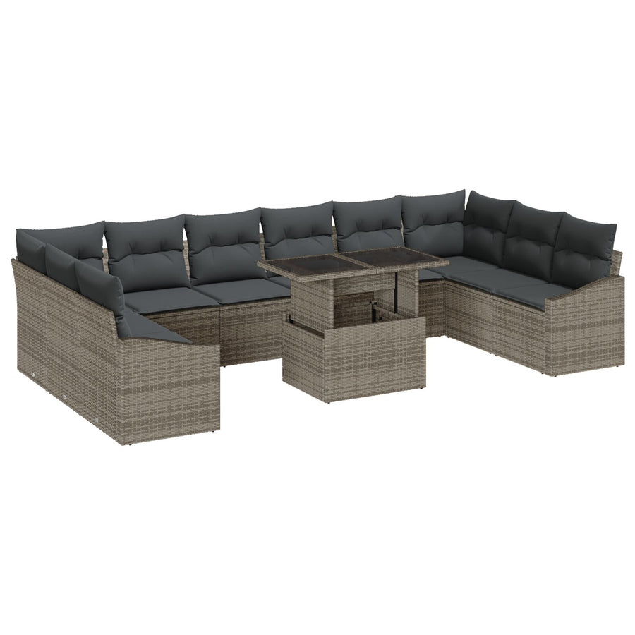 Tuin Sofa Set Set Van 11 Grijs Riet En Stof Tuin Sofa Set