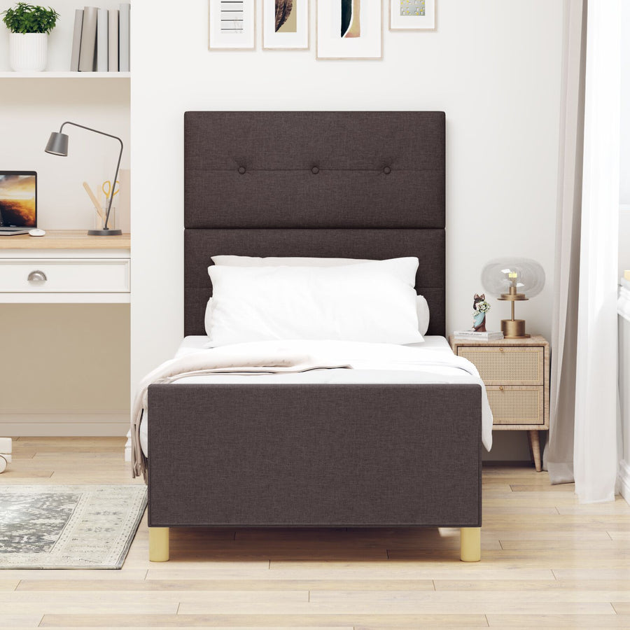 Bedframe Donkerbruin 90X190 Cm Stof Crème