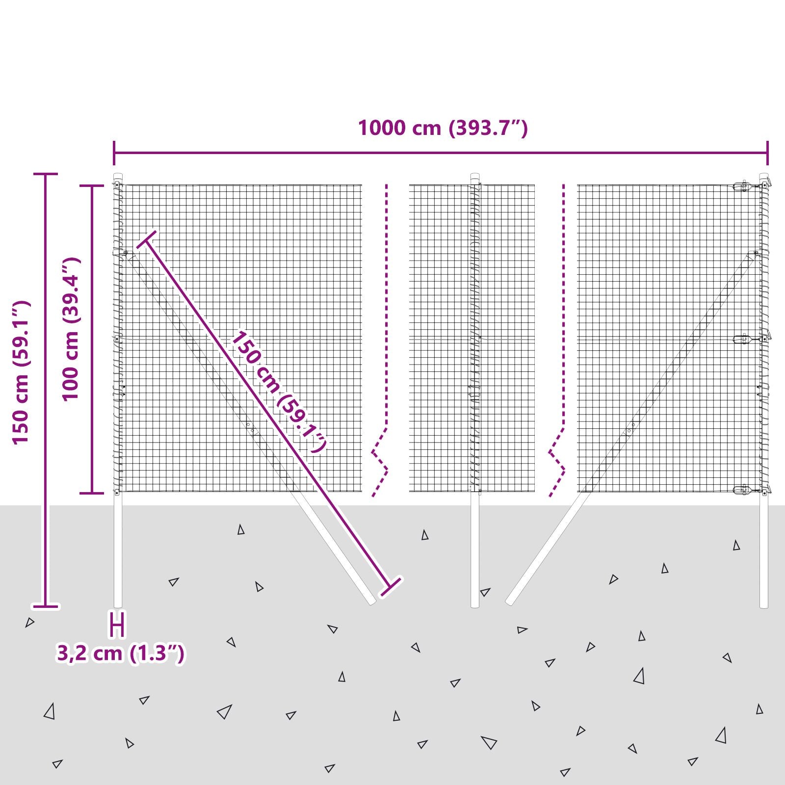 Metalen Paalset Set Van 2 Grijs Metaal En Kunststof 10 X 1 Meter Gegalvaniseerd Staal