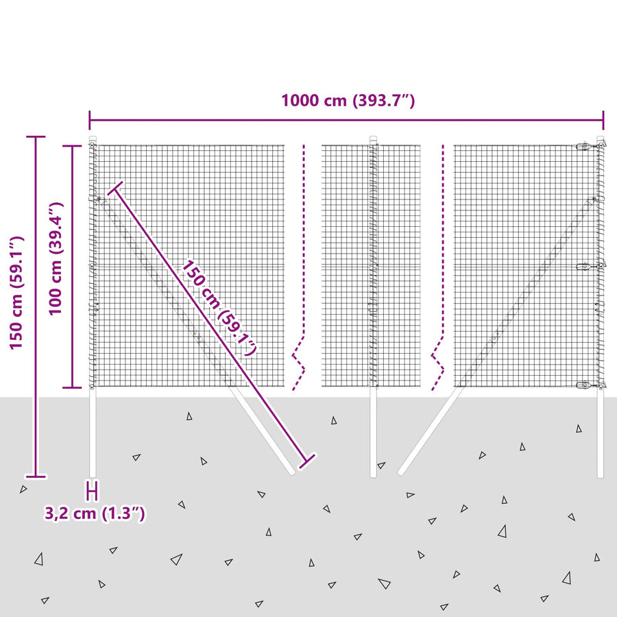 Metalen Paalset Set Van 2 Grijs Metaal En Kunststof 10 X 1 Meter Gegalvaniseerd Staal