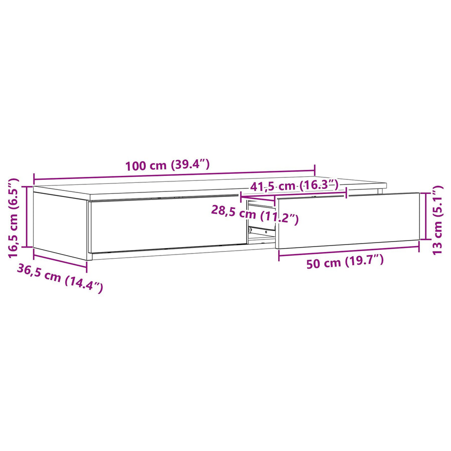 Bedlade Betongrijs Van Hout Beton grijs 100 x 36,5 x 16,5 cm