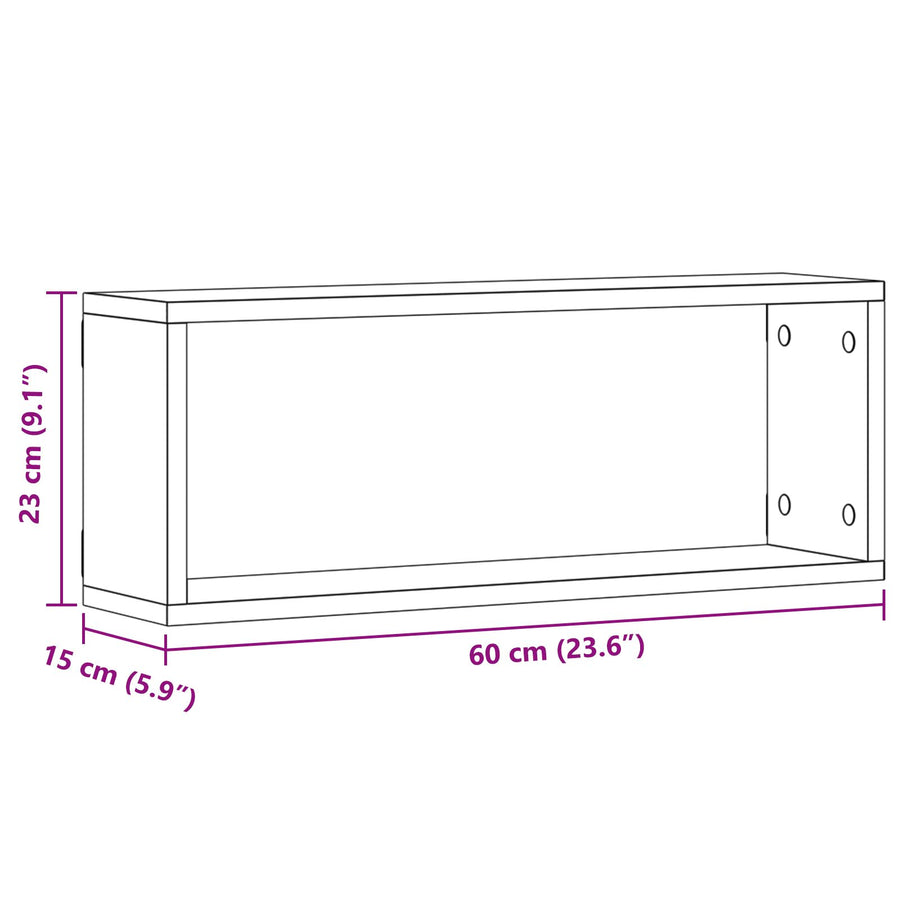 Wandplanken 2 Stuks Zwart Eiken 60X15X23 Cm Gemaakt Van Houtcomposiet