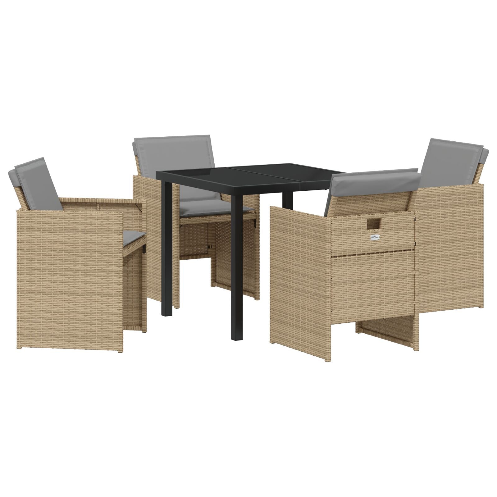5-Delige Tuin Dinerset Met Kussens In Beige Poly Rattan