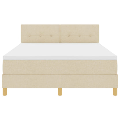Boxspringbed Met Matras Stof Crème 160 x 200 cm Met knopen