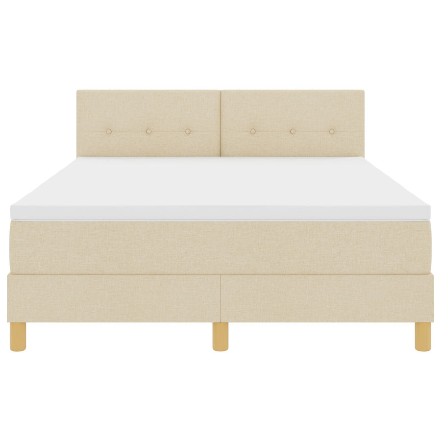 Boxspringbed Met Matras Stof Crème 160 x 200 cm Met knopen