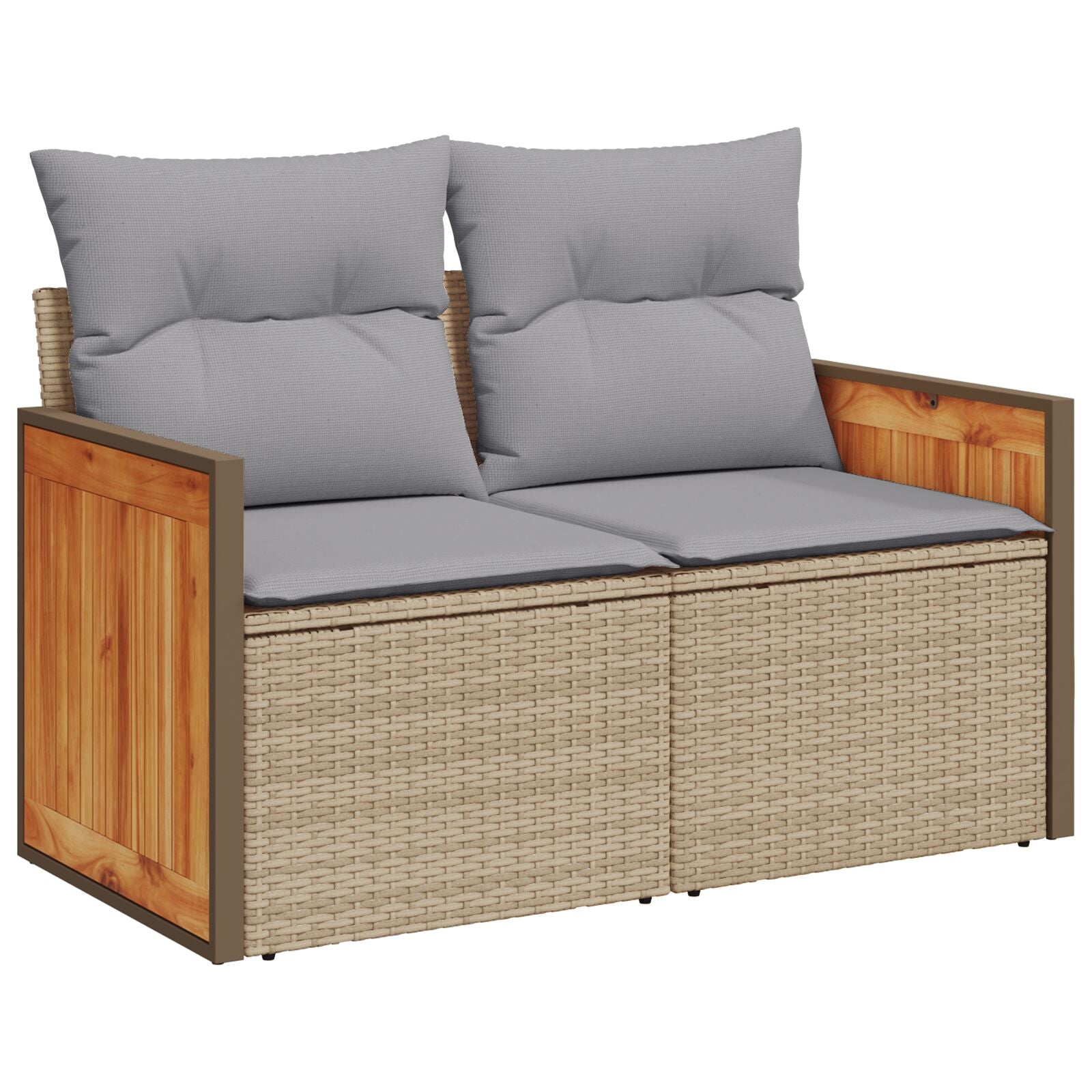 10-Delige Tuinsofa Set Met Kussens Beige Poly Rattan Acacia, 2-Zits Tuinsofa Met Kussens Beige Poly Rattan, 3-Delige Tuin Eetset Met Kussens Beige Poly Rattan Acacia Wit