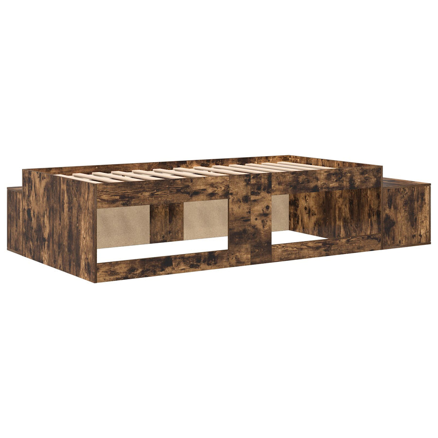 Opslagbed Gerookt Eiken Bewerkt Hout 75 X 190 Cm Opslag Artisanaal Eiken