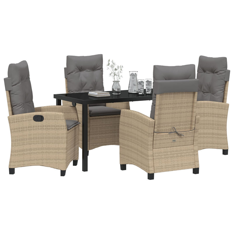 5-Delige Tuin Dinning Set Met Kussens Beige Poly Rattan