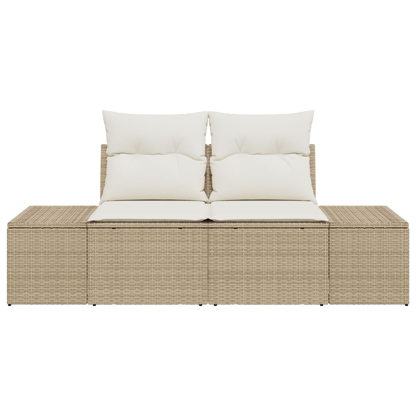 2-Zits Tuinbank Met Kussens Poly Rattan Beige en crème zonder opbergruimte