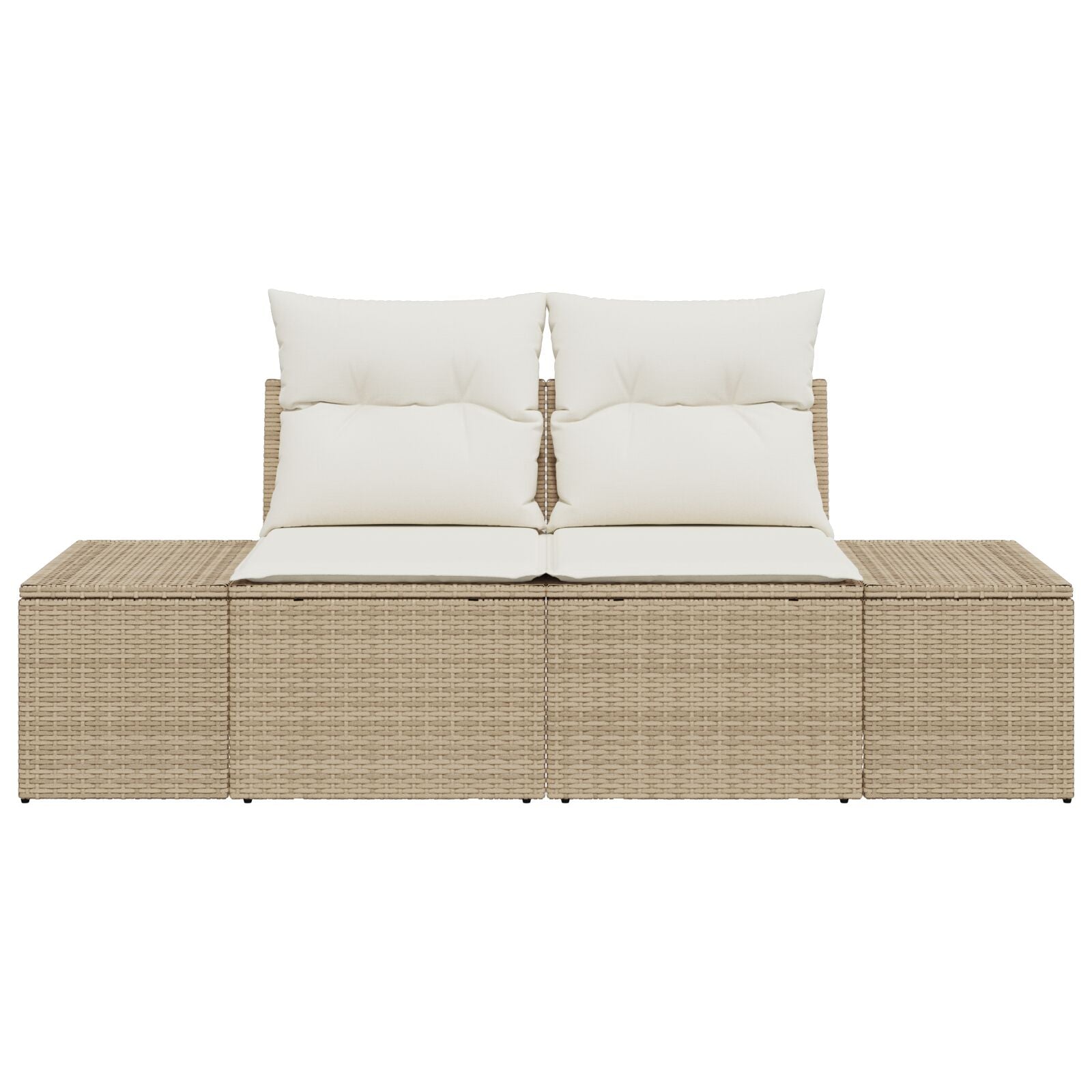 2-Zits Tuinbank Met Kussens Poly Rattan Beige en crème zonder opbergruimte