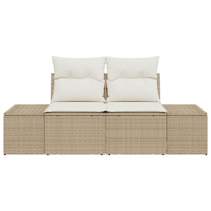 2-Zits Tuinbank Met Kussens Poly Rattan Beige en crème zonder opbergruimte