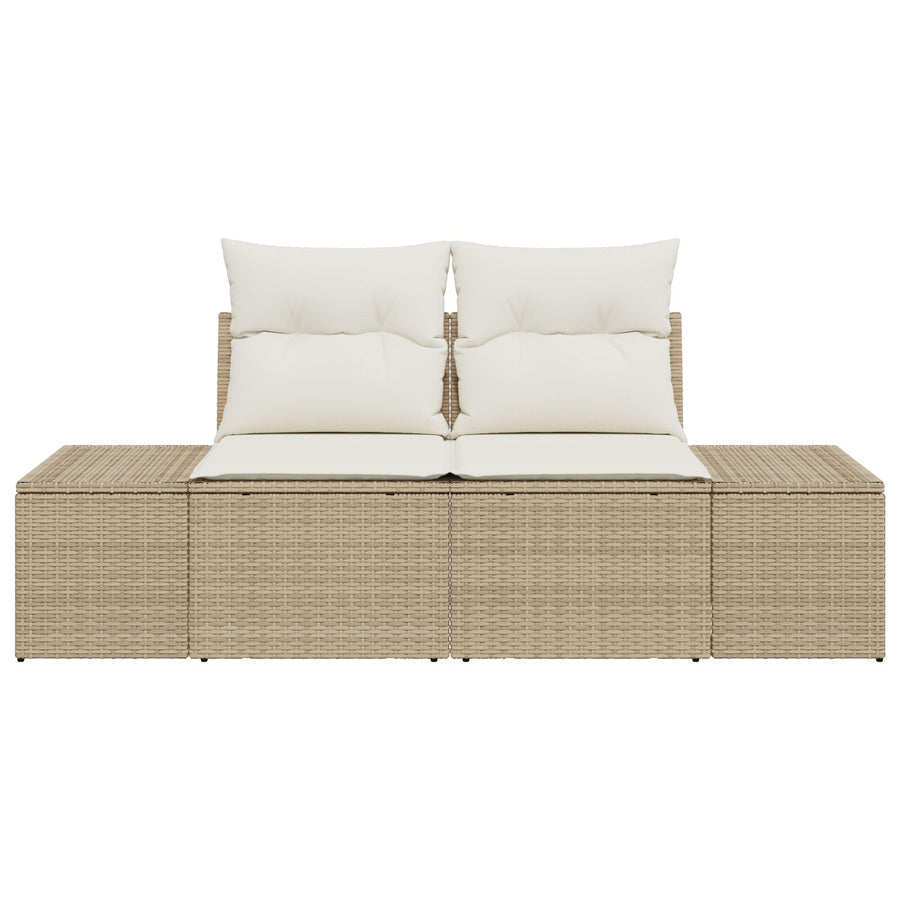 2-Zits Tuinbank Met Kussens Poly Rattan Beige en crème zonder opbergruimte