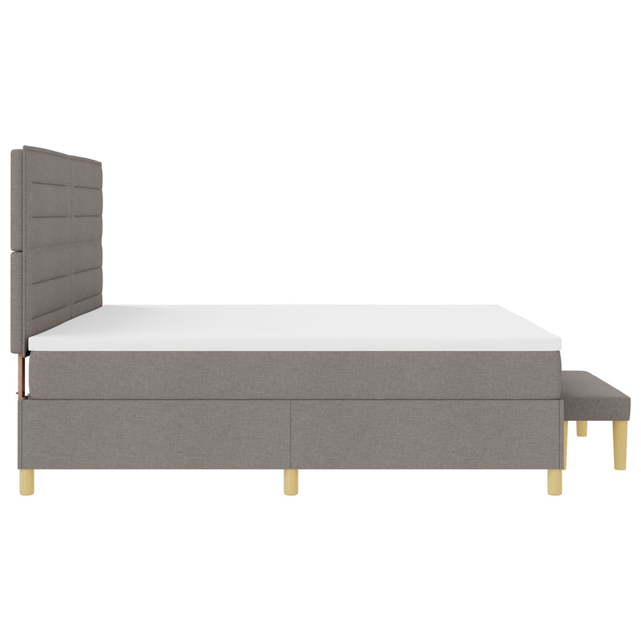 Boxspringbed Met Matras & Bank Stof Taupe 200 x 200 cm Lijnen ontwerp