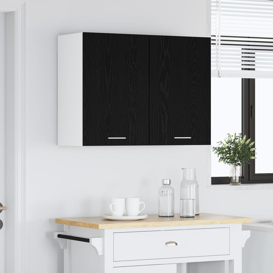 Zwarte Eiken Hangkast - 80X31X60 Cm - Gemaakt Van Bewerkt Hout